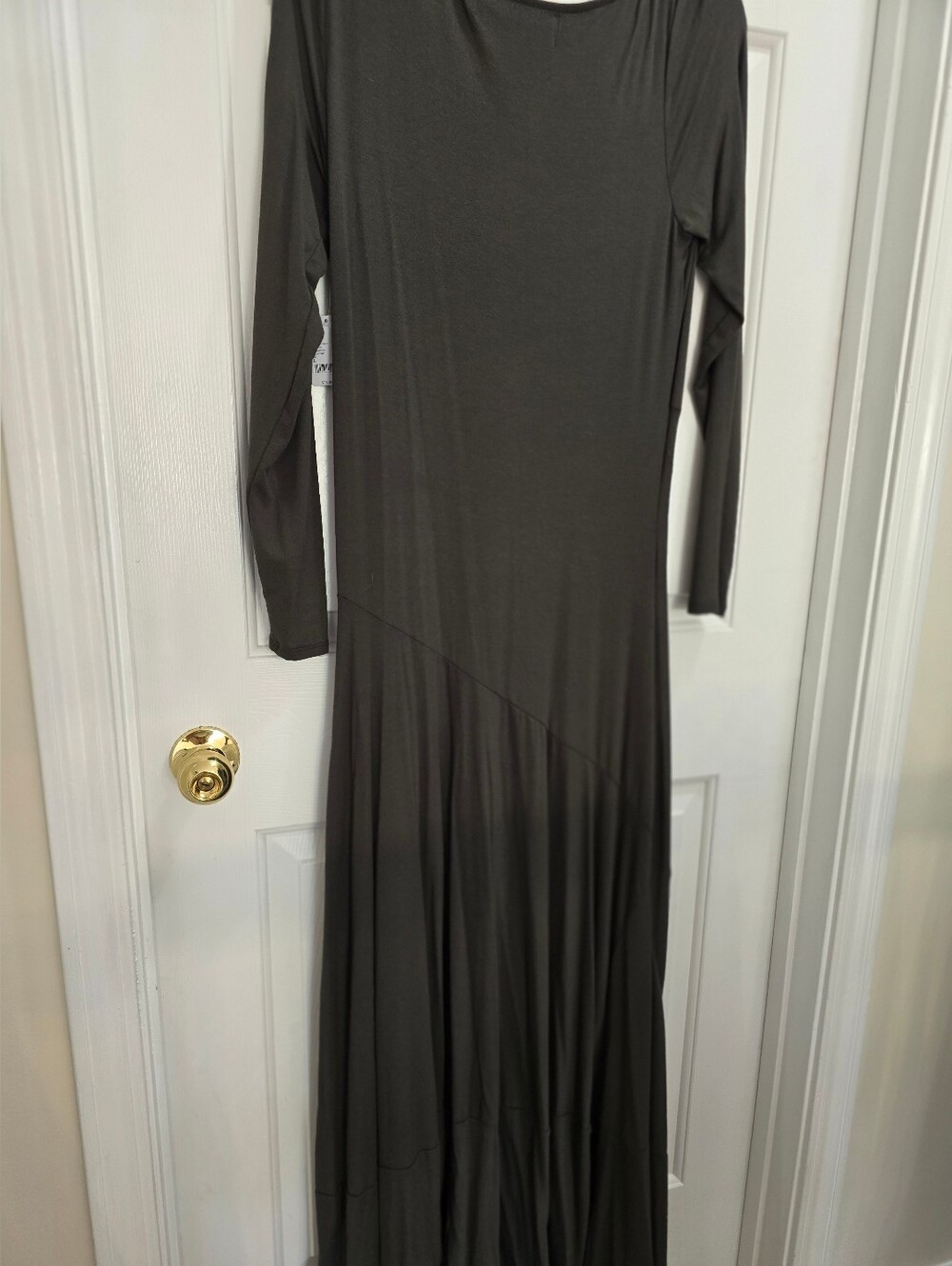 Free People Tatiana Maxi Dress Scoop Neck A-Line Long Sleeves Army Green (Olive) - Picture 7 of 8